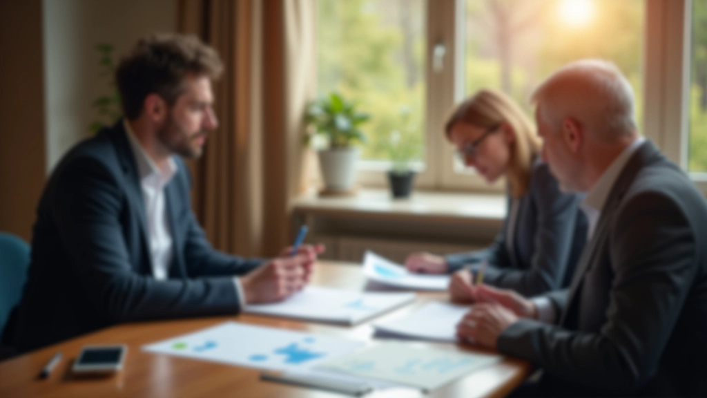Finanzberater in Beratungsgespräch mit Dokumenten und Analysen