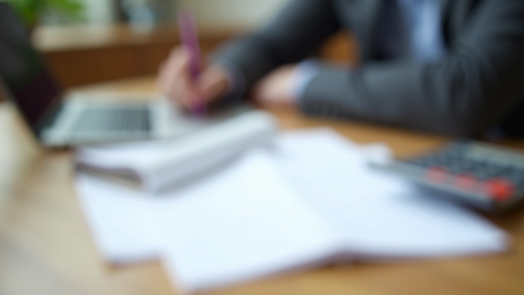 Arbeitsplatz mit Investitionsportfolio-Berechnung, Taschenrechner und Finanzdiagrammen